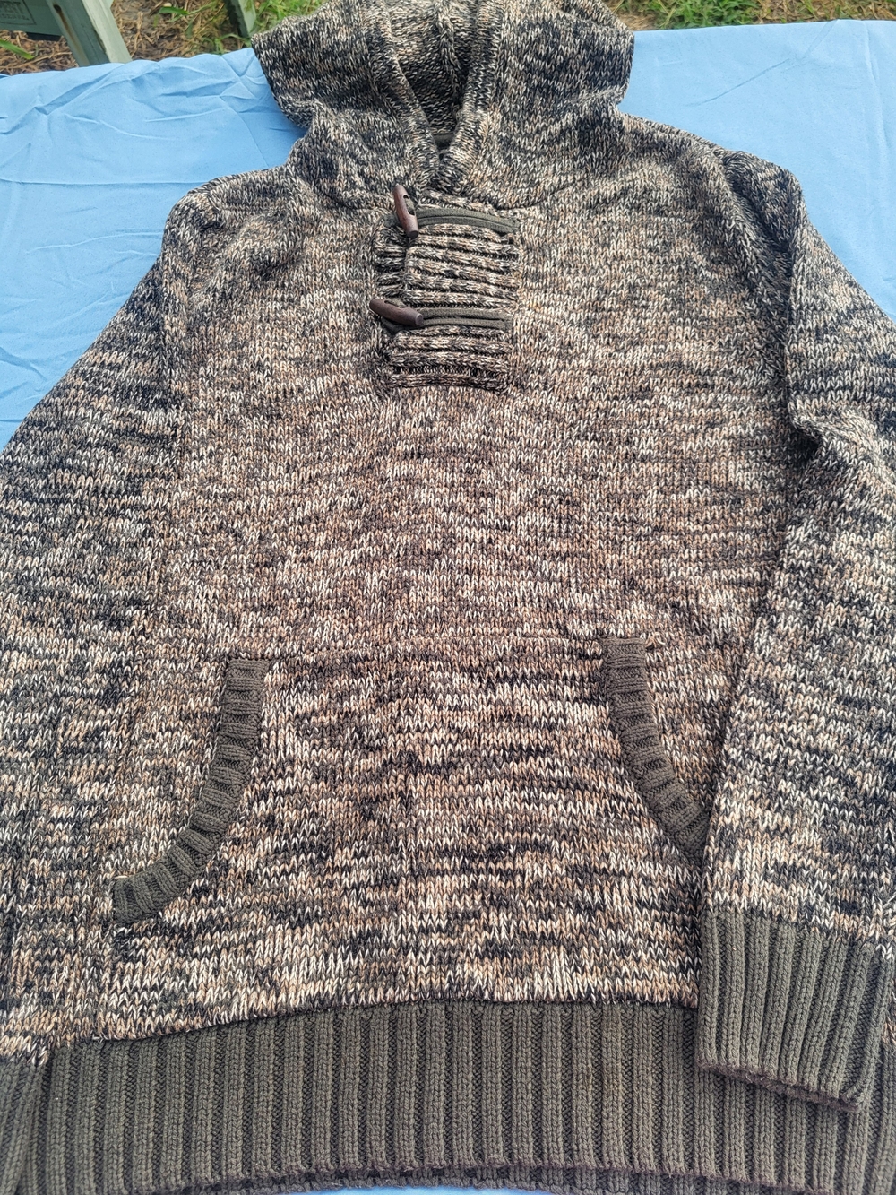 Men's Knit  Pullover Sweater - Gray Brown Marled